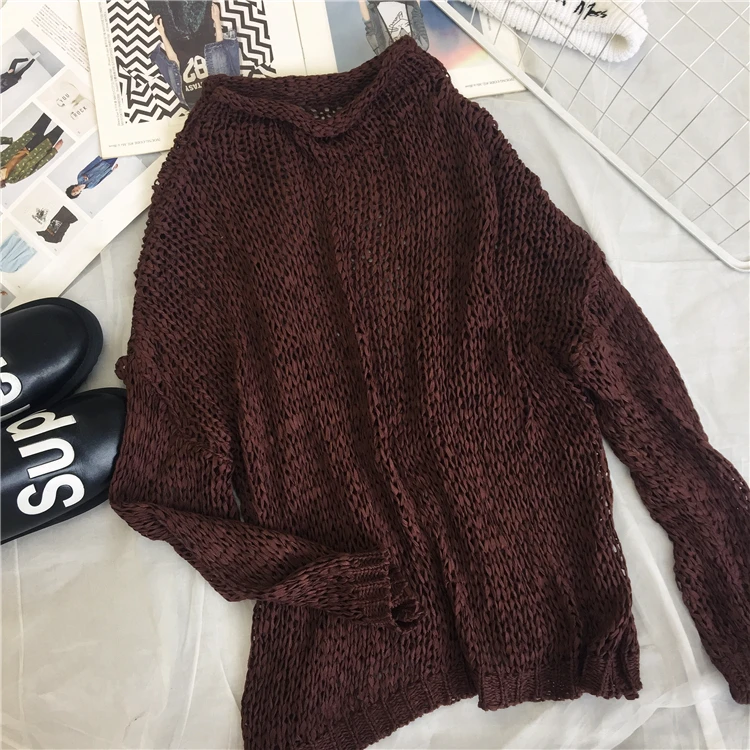 elegant red GCC1209 XITAO корейский стиль Досуг Дикий полый свитер женский свободный плюс размер Топ из тонкой ткани Осень o-образный вырез длинный рукав Топ женский GCC1209 - Цвет: elegant red GCC1209