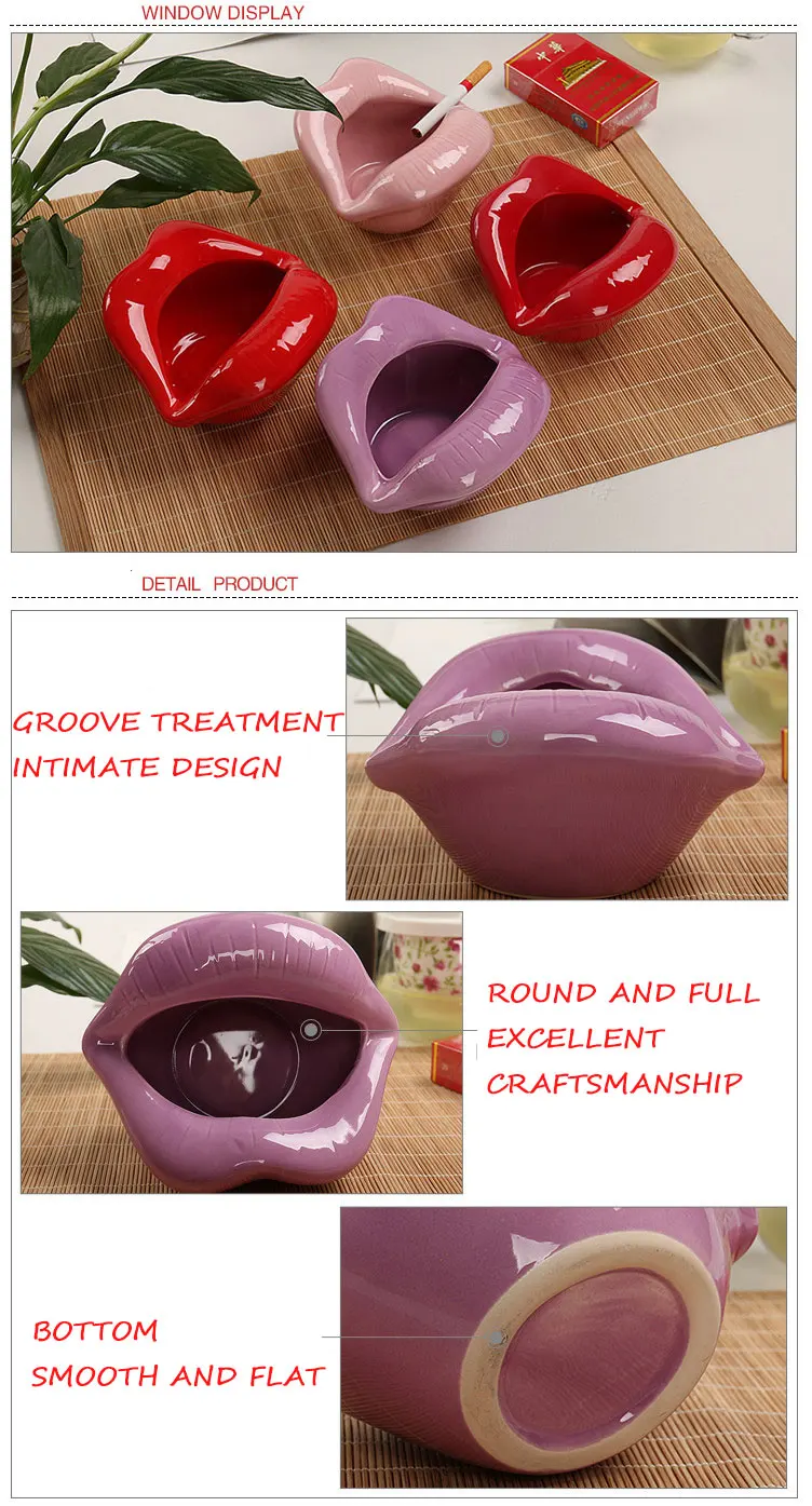 Ceramic Ashtray Flower Pot Creative Mouth Fashion Home Mini Special Gift European Home Hotel Living Room Smoke Dish Ashtray