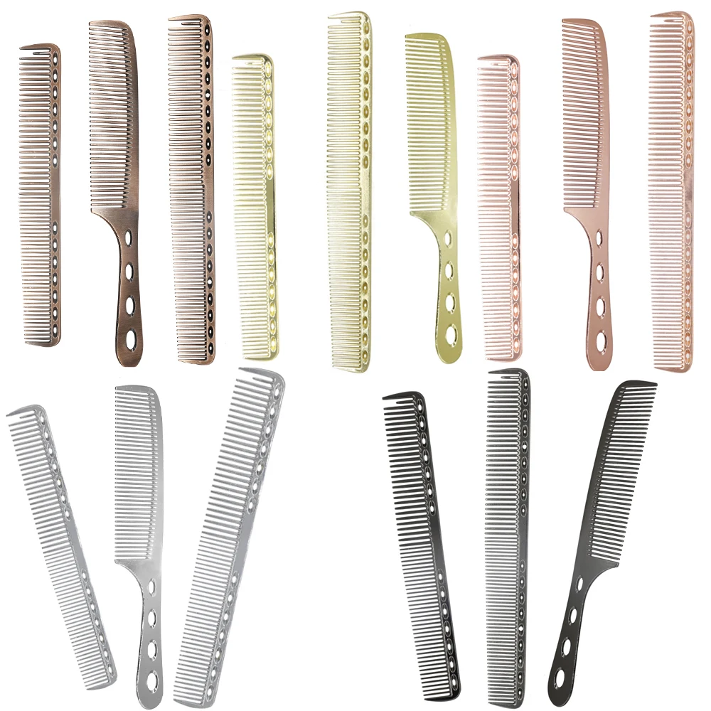3 Pcs/set Pro Titanium Hairdressing Combs Metal Hair Cutting Comb For