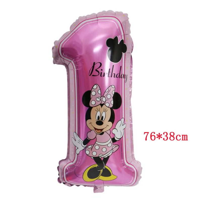 1pc balloon Бумажные тарелки и Соломки с изображением Минни Маус, украшения для торта на день рождения, праздничные украшения для девочек, вечерние принадлежности для душа, свадебные приглашения - Цвет: 1pc balloon