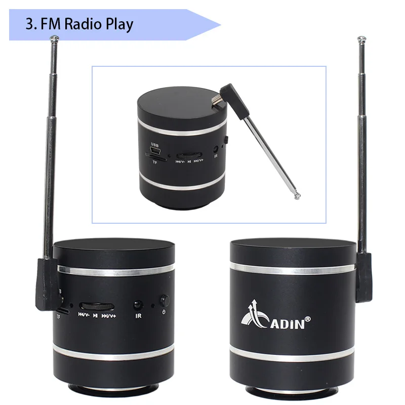 Vibração de Metal sem Fio Adin Bluetooth Alto-falante Rádio fm Alta Fidelidade Graves 3d Estéreo Surround tf Subwoofer Alto Falantes Controle Remoto 15 w - Image 4