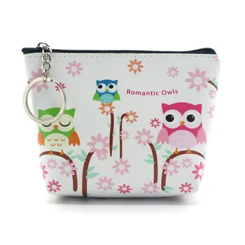 

New Cute Owl Pattern PU Leather Coin Purses Zipper Zero Wallet Child Girl Boy Women Purse Lady Clutch Bag Key Packet