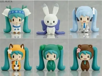 

6pcs/set Japanese Anime Game Vocaloid Hatsune Miku snow miku Mini PVC Action Figure Collectible Model Toys Christmas Gift 5cm
