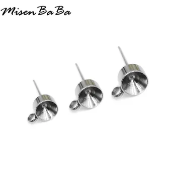 

20PCS/lots Silver color Stainless Steel Blank Earring Stud Base Cabochon Earring Settings DIY Earrings Jewelry Making