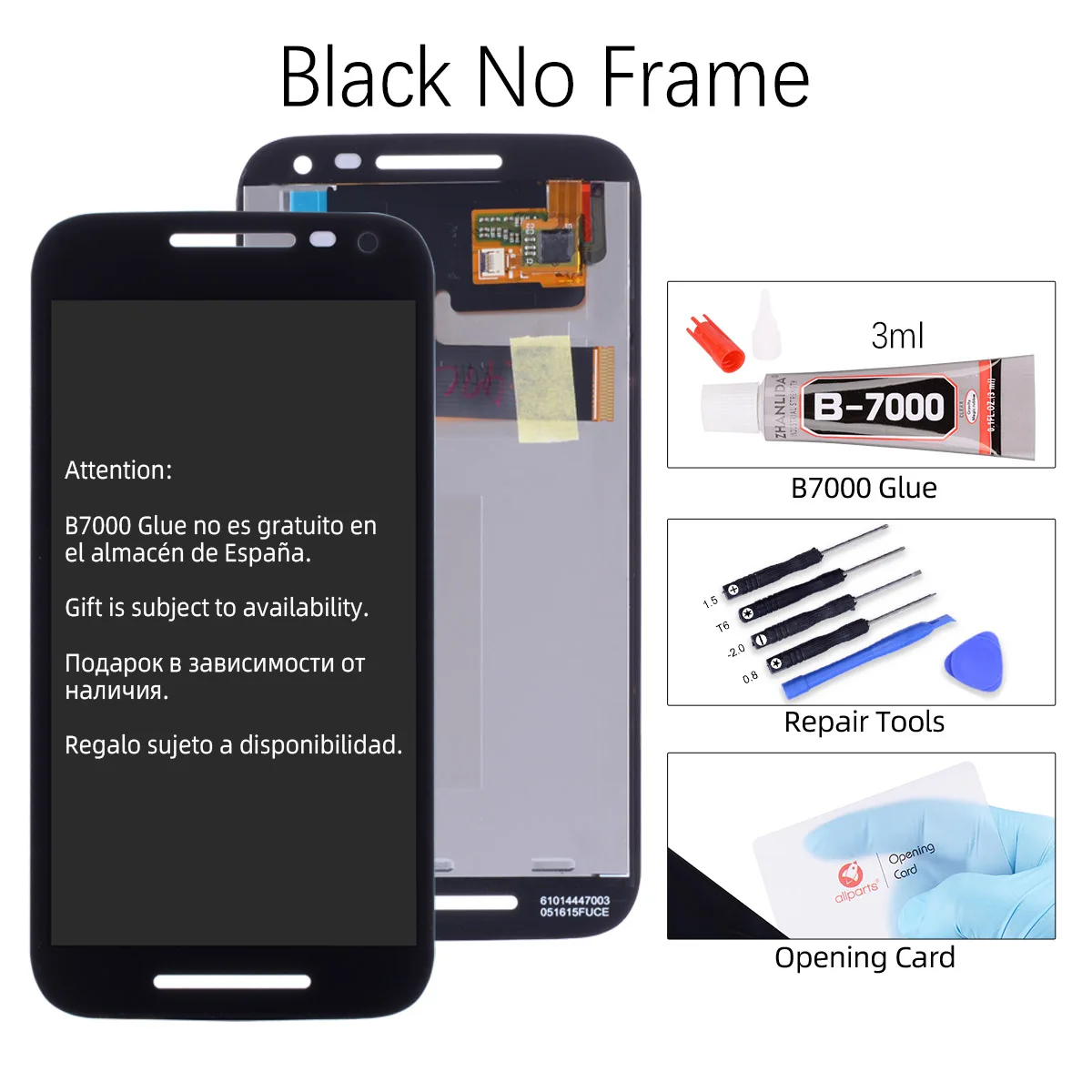 Дисплей для Motorola Moto G3 LCD XT1544 XT1543 xt1541 xt1550 в сборе с тачскрином 5.0" черный белый - Цвет: Black  No Frame