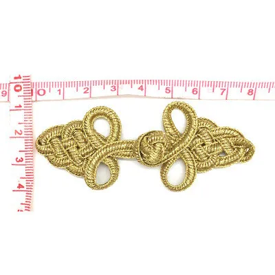 DoreenBeads золотой и серебряный Шелковый китайский узел, сделанный вручную пуговицы лягушка застежка для закрывания елок чеонгсам с листьями кнопка - Цвет: E