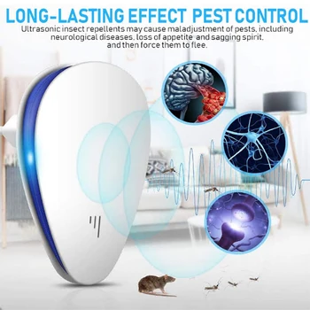 

4pcs Ultrasonic Mosquito Killer Cockroach Insect Pest Repellent Electronic Anti Mosquito Repellent Repeller Rodent Controller