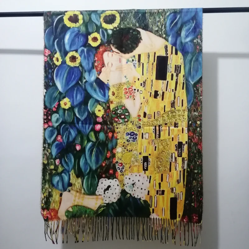 Sciarpa viscosa regalo donna compleanno natale arte moda stola foulard Pashmina Coprispalle fashion la vergine klimt