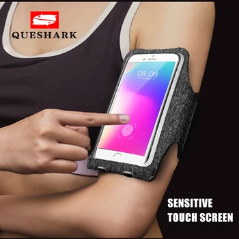 

Adjustable 6 inche Sports Touch Screen Arm Phone Bag Cycling Running Wrist Pouch Waterproof Elastic Arm Bag With Earphone Hole