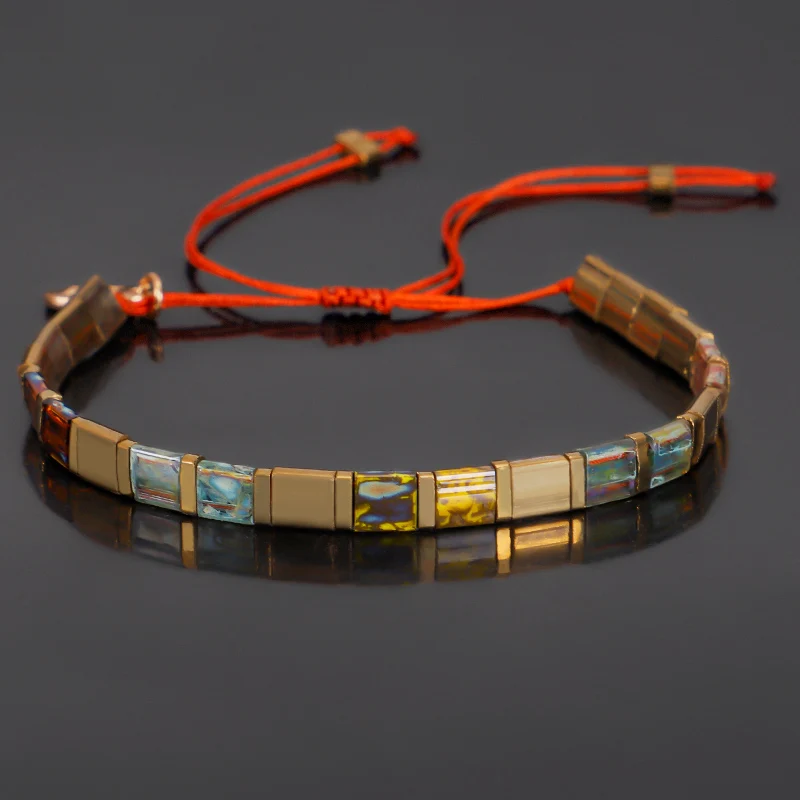 Miyuki Tila бусы браслет для женщин ручной работы нежные бусы браслет Boho Pulseras Mujer Винтажные Ювелирные изделия Рождественский подарок