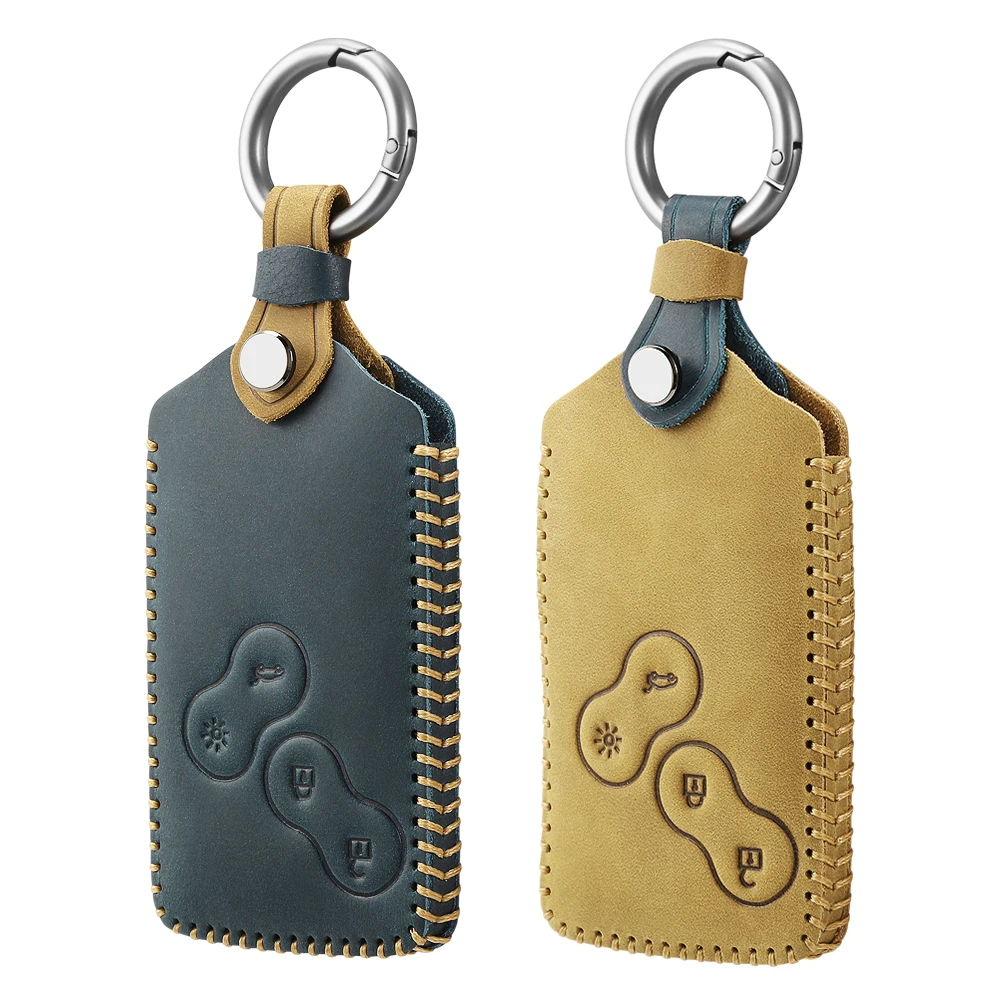 New Design Leather Car Key Cover For Renault Kadjar Captur Clio Megane 2 3 4 RS Koleos Logan Scenic Card Case Keychain cases | Автомобили