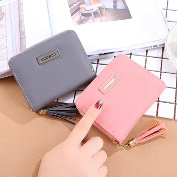 

The new 2020 ladies wallet short fashion Japanese and Korean simple solid color multi-capacity zipper change card holder