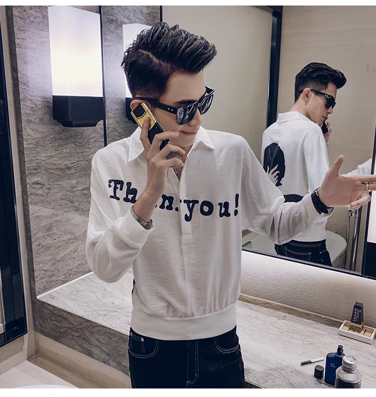 Модные заклепки дизайн Для мужчин рубашка Осень Новый 2019 Solid Slim Fit смокинг рубашки с длинным рукавом платье в Корейском стиле рубашка