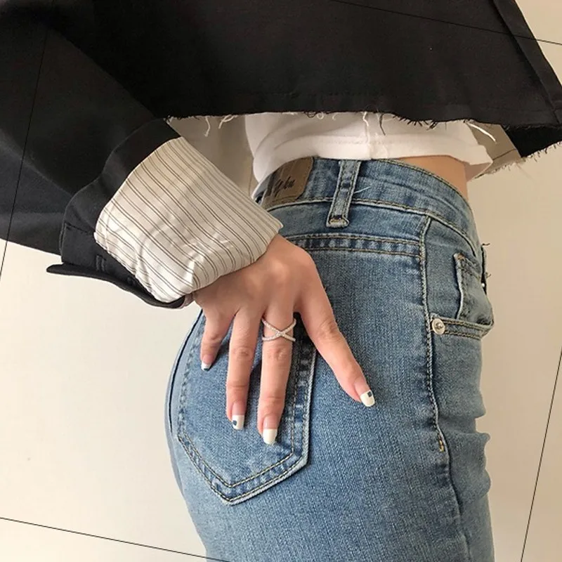 Hot Sale Solitaire cross Thin Ring For Women Original 925 Sterling Silver Wedding Rings Finger Engagement Jewelry Anel Girl gift | Украшения