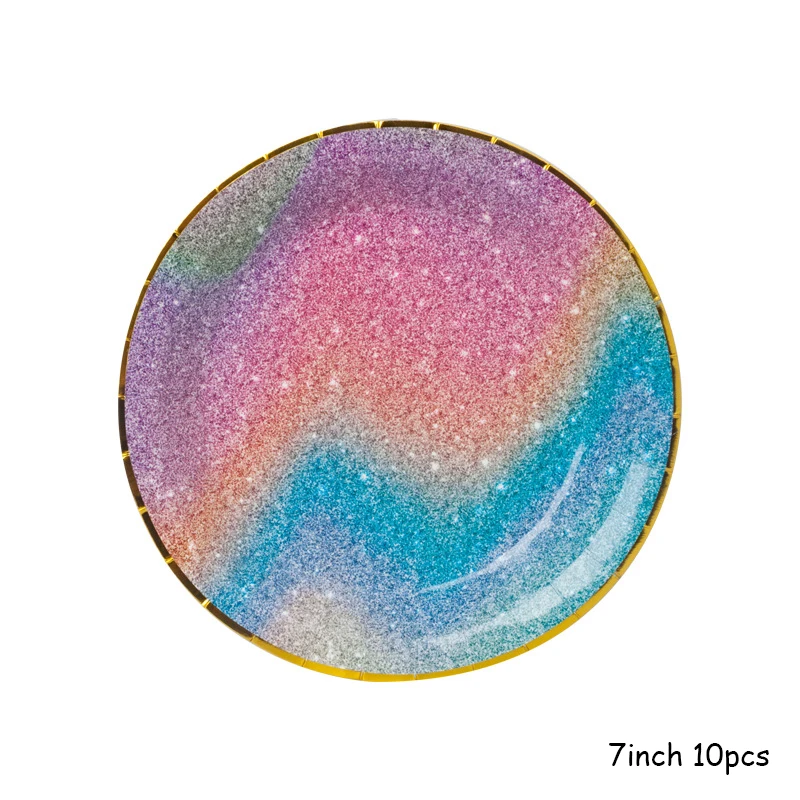 7inch plate 10pcs Starbathing одноразовая бумажная посуда День рождения Свадьба для украшения детского душа вечерние принадлежности Единорог набор воздушных шаров - Цвет: 7inch plate 10pcs