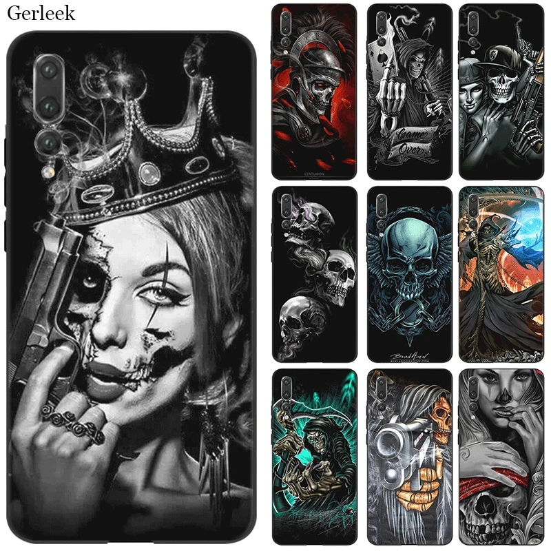 Мобильный чехол для телефона huawei Honor Note 6A 7A 7X8 9 10 View 20 Pro Lite 8X Grim Reaper Череп Скелет Роскошный милый