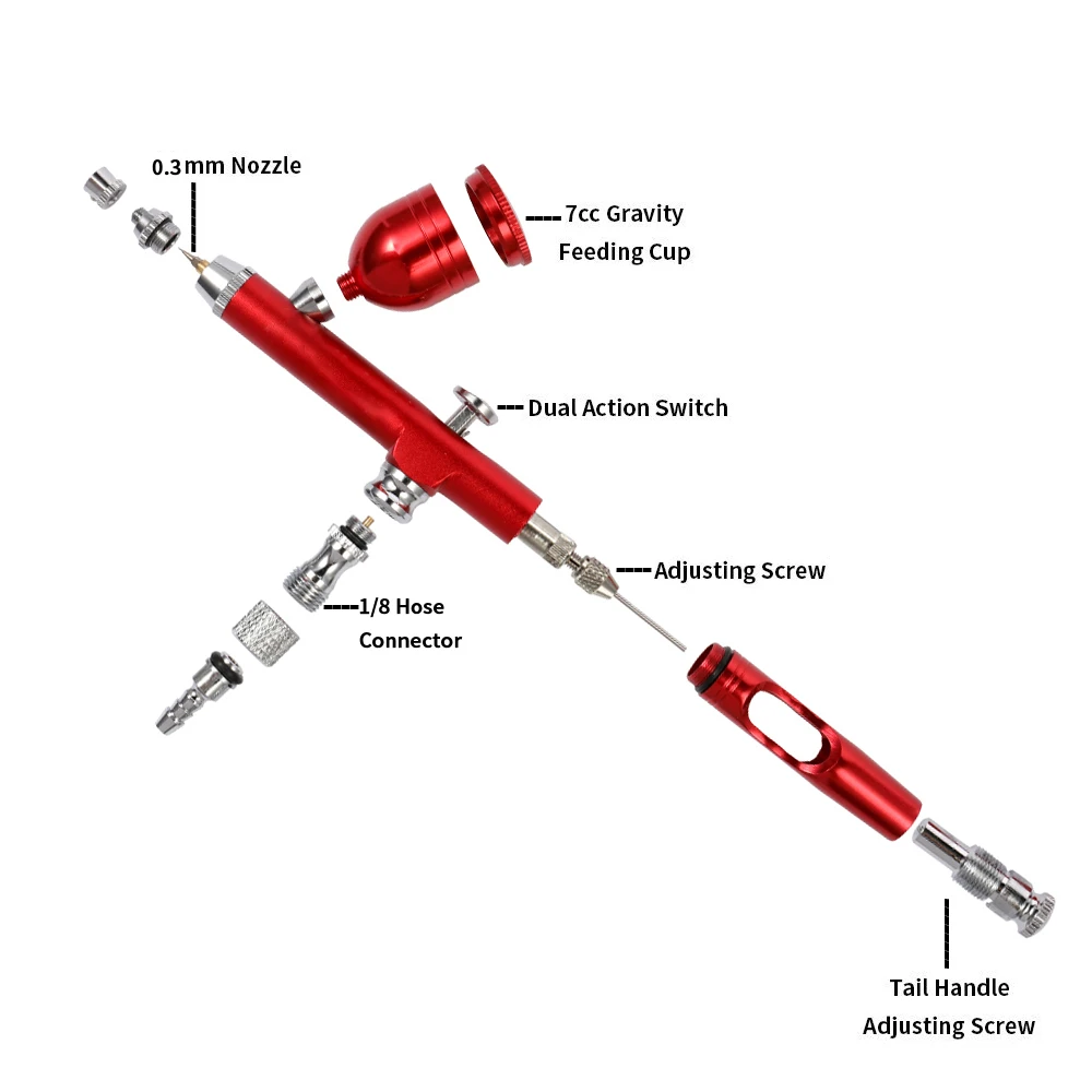 Realmote Airbrush 0.3mm Nozzle Art Paint Tattoo Nail Artificial Cake Decorating For Dual Action Gravity Feed Brushes Spray Gun