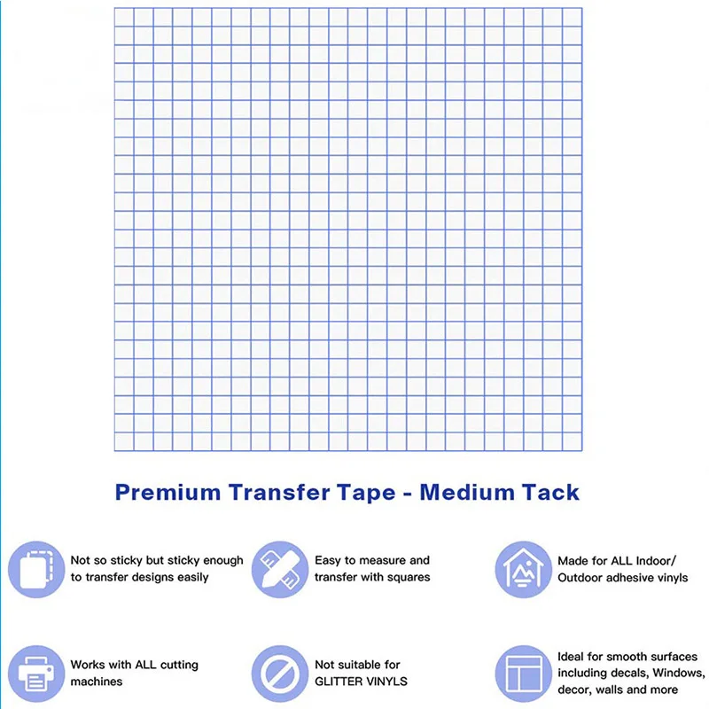 HTVRONT 12 x 30 Feet Transfer Tape for Vinyl with Blue Alignment Grid  Transfer paper Perfect for Self Adhesive Vinyl for Signs Stickers Decals  Walls Doors & Windows 