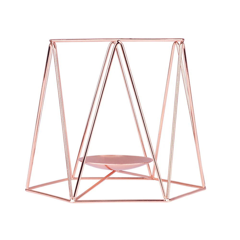 Rose Gold L 3D украшения подсвечник свадьба Геометрическая романтическая подставка Скандинавская стильная Свеча Держатель домашний Декор Ремесло бар для стола, из металла искусство - Цвет: Rose Gold L