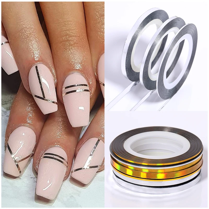 1/2/3 мм Золотой Серебряный полосатая наклейка голографические 3D полоски лайнер