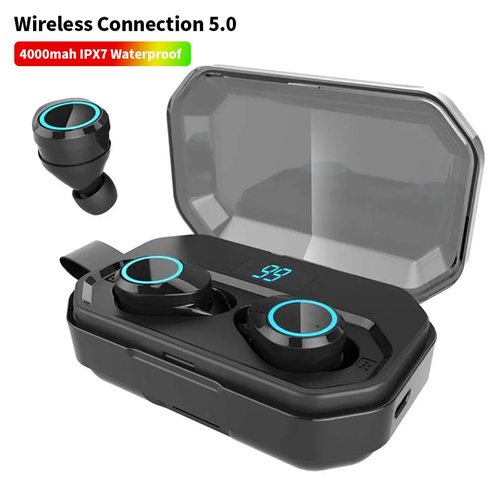 TWS 5,0 Bluetooth 9D стерео наушники беспроводные наушники IPX7 водонепроницаемые наушники спортивные наушники с 4000 мАч power Bank