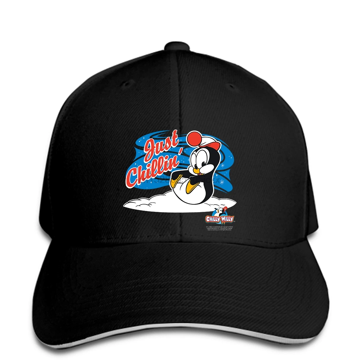 Chilly Willy мужская бейсбольная Кепка Just Chillin, темно-синяя бейсболка, модная повседневная бейсболка с принтом, бейсболка, Кепка с острым носком