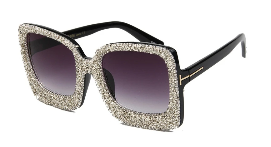 47115 алмазные квадратные роскошные солнцезащитные очки мужские и женские Модные Оттенки UV400 Винтажные Очки