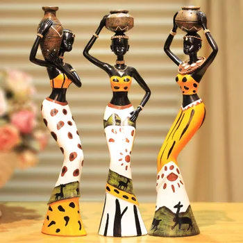 

CREATIVE LIVING ROOM ORNAMENT HOME DECOR ACCESSORIES WINE CABINET DECORATION AFRICAN BLACK RESIN CHARACTER CRAFTS ORNAMENTS