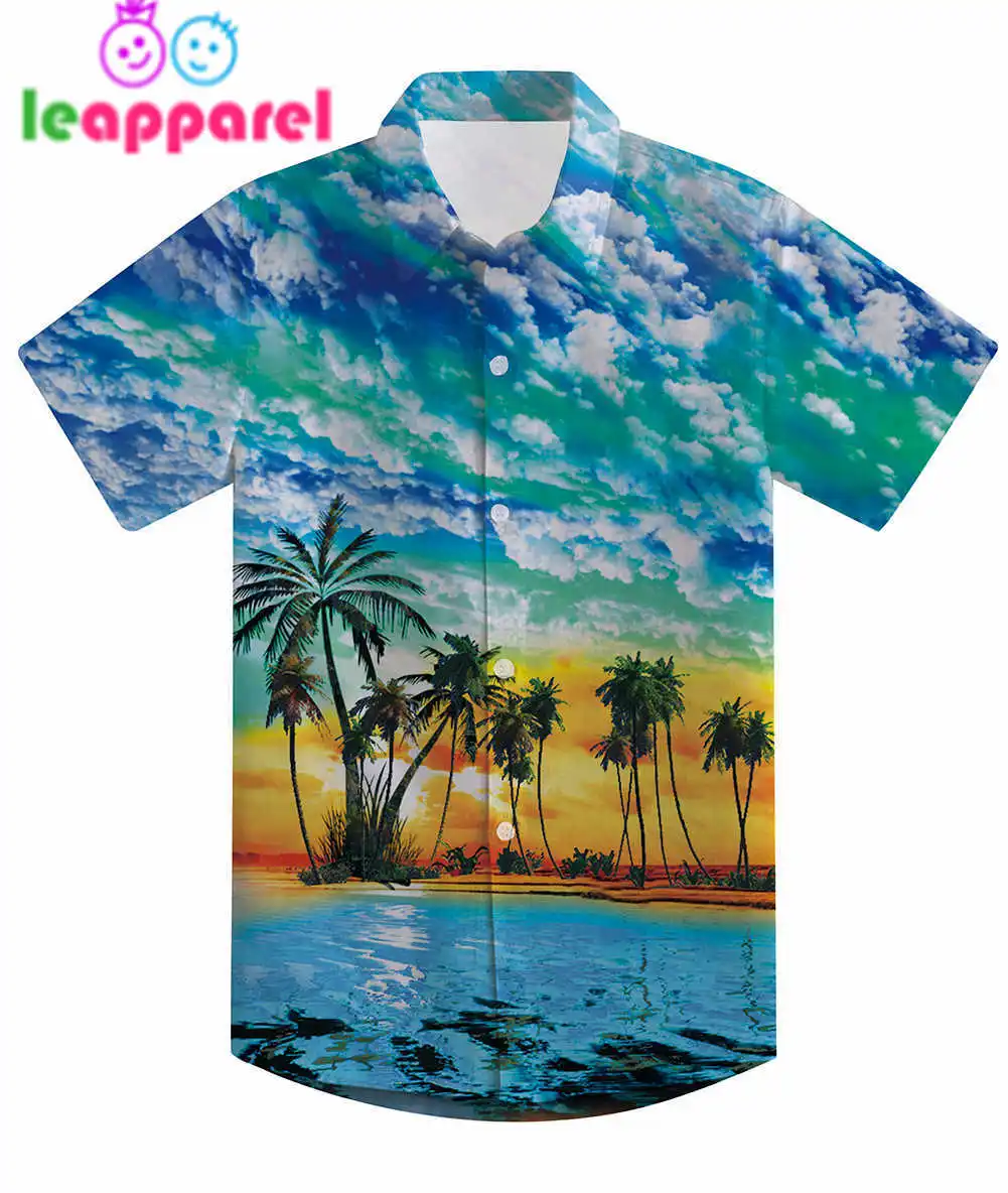 

7-14Years Hawaiian Style Kids Boys Summer Outfits Holiday Beach Floral Short SleeveTurn Down Collar Shirt Casual Beach Shirt