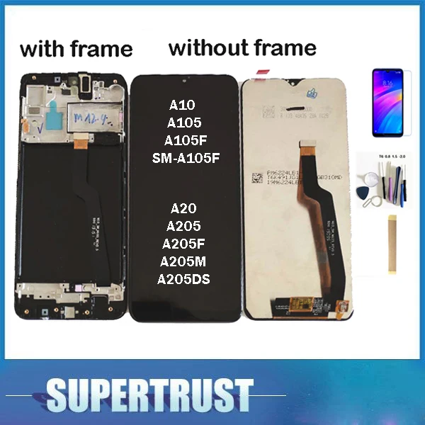 Для Samsung Galaxy A10 A105 A105F SM A20 A205 A205F A205M ЖК дисплей с сенсорным датчиком стеклянный