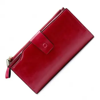 

Genuine Leather Women Wallet Female Long Clutch Lady Walet Portomonee Rfid Luxury Brand Money Bag Magic Zipper Coin Purse QB291