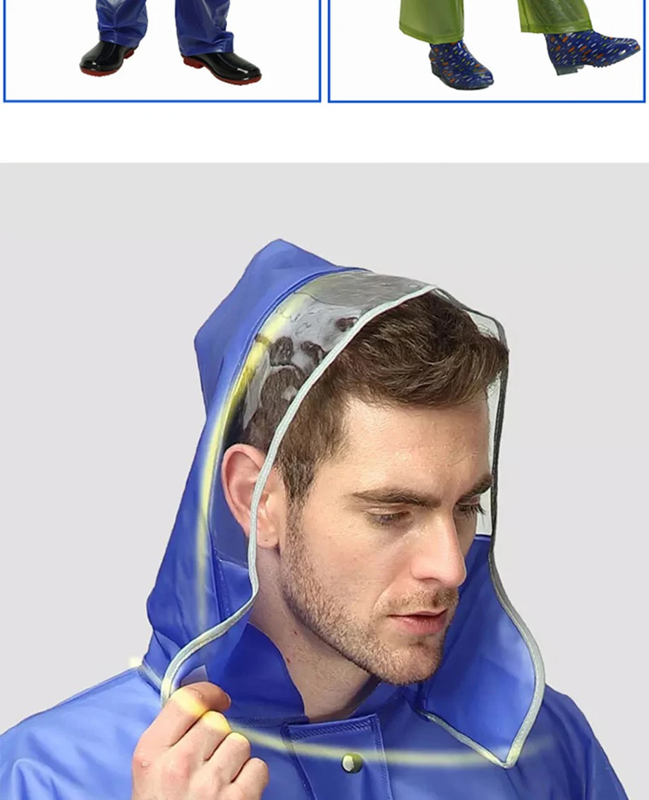 PVC Waterproof Raincoat Suit Outdoor Fishing Fashion Labor Raincoat Unisex Riding Motorcycle Rainwear Suit Adult Rain Coat Jack