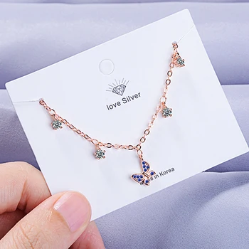 

Luxury female wedding Bracelet 925 Sterling silver Stackable Micro Pave Blue Zircon butterfly Bracelet for women Jewelry Gift