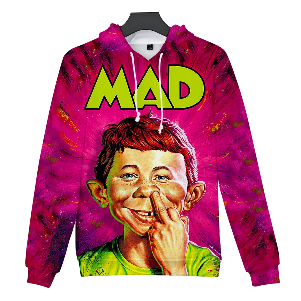 MAD magazine/3D верхняя одежда, толстовка с капюшоном в стиле хараджуку, новинка года, стильные толстовки с капюшоном для родителей и детей, колледжа