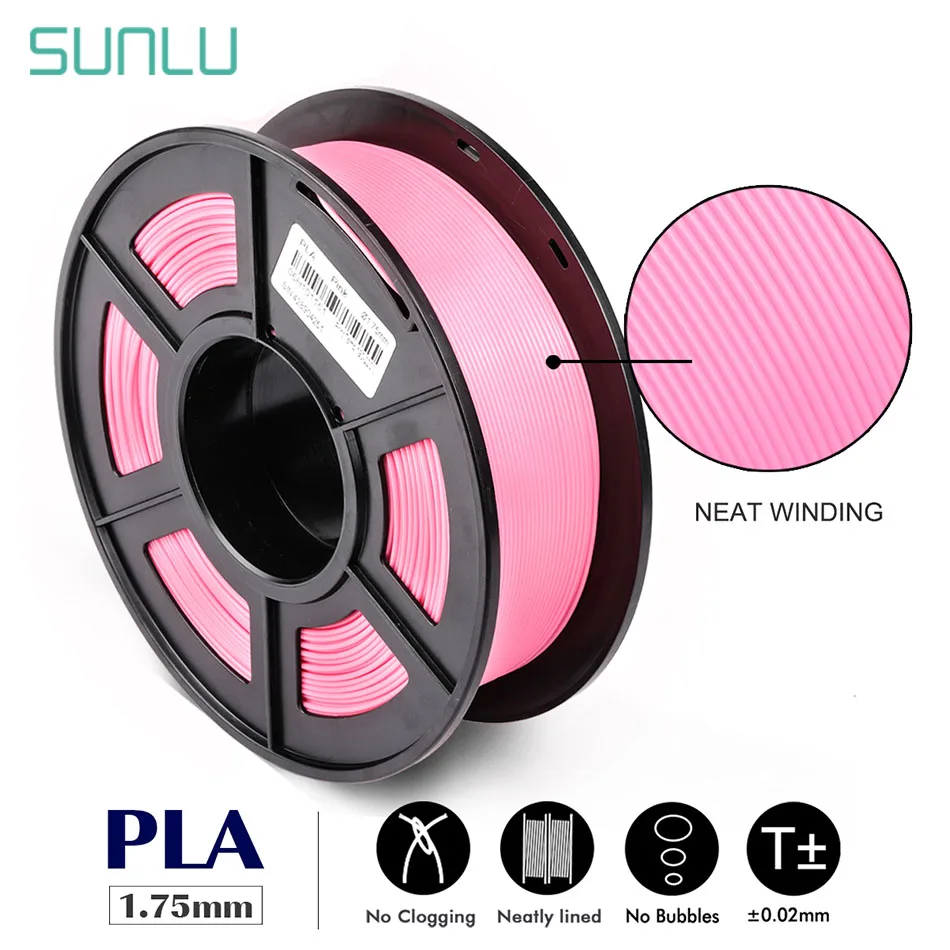 

SUNLU PLA Filament 1.75mm 1kg with spool Tolerance +/-0.02mm Tangle Free Printing Smoothly Material Degradable Consumable