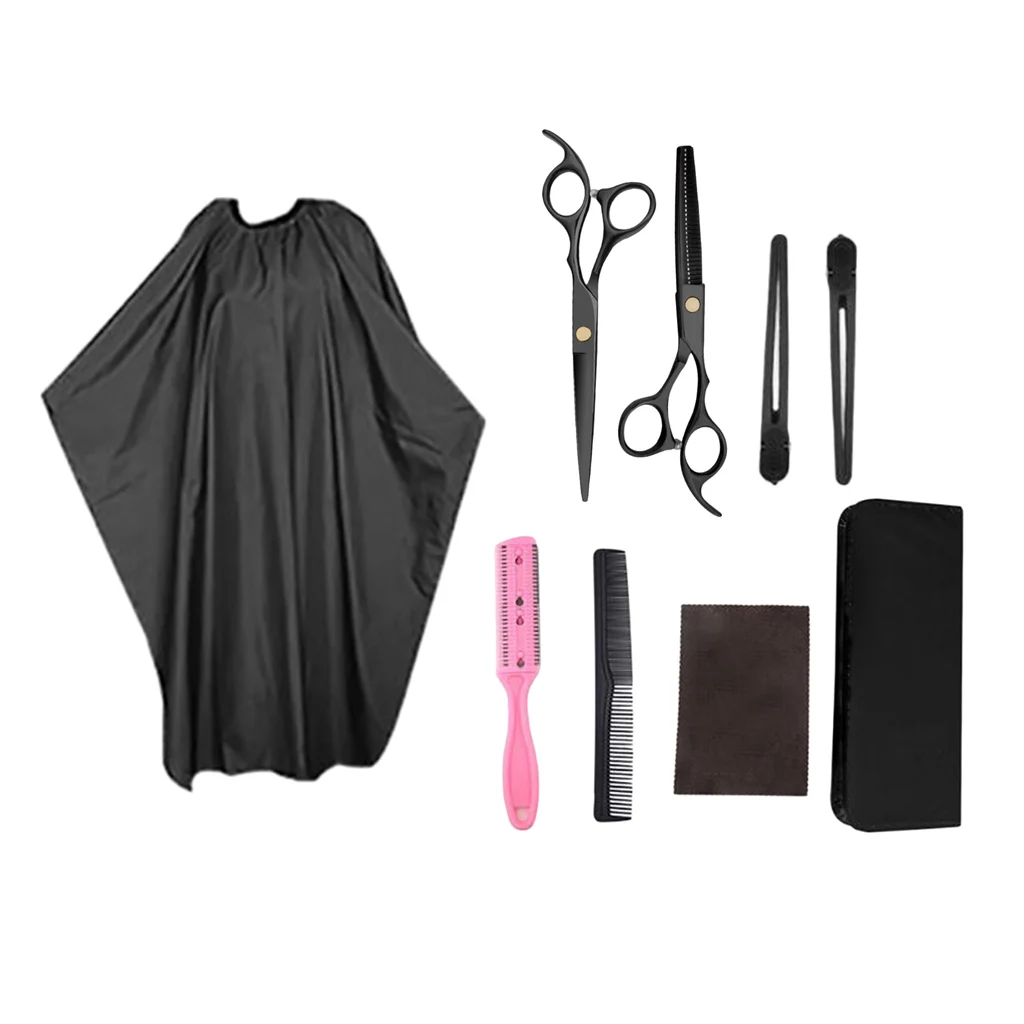 8 Pack Professional Hairdressing Scissors Kit Hair Cutting Scissors Hair Scissors Tail comb Hair Cape Hair Cutter Comb