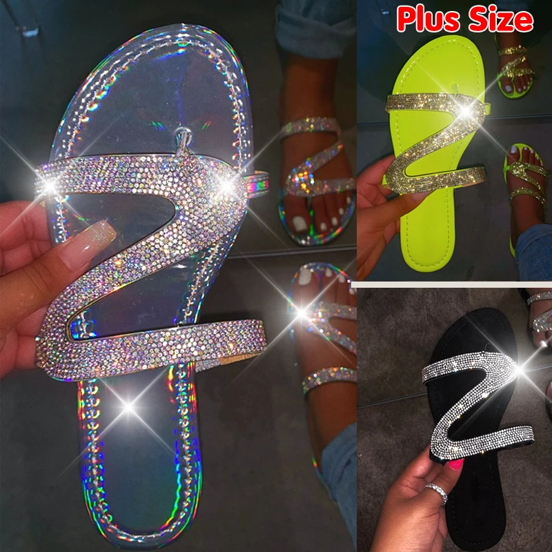 

2020 Women New Z-shaped Diamond Sandals Exquisite Workmanship Non-slip Lightweight Comfortable Hand-made Flip-flops