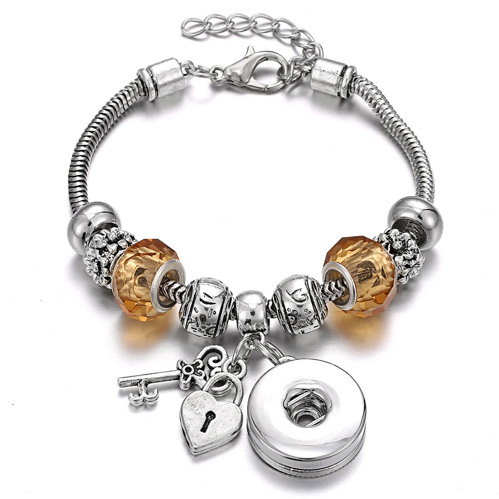 Новые браслеты с застежкой для женщин Дерево жизни металлический браслет с защелкой браслет подходит 18 мм ювелирные браслеты с защелкой ювелирные изделия из бисера - Окраска металла: 14