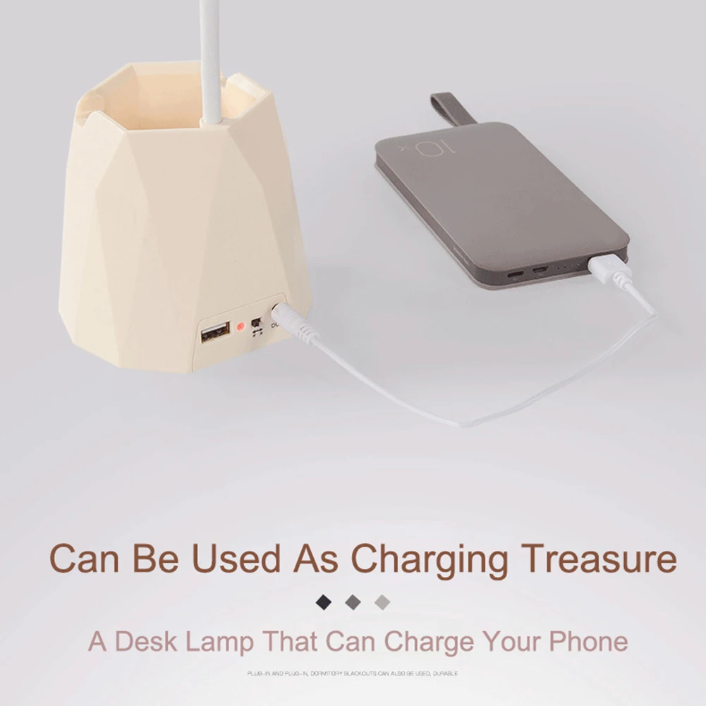 USB перезаряжаемая настольная лампа, светодиодный сенсорный Настольный светильник, гибкий светильник для чтения с держателем телефона/ручки, 360 градусов, экологически чистые настольные лампы