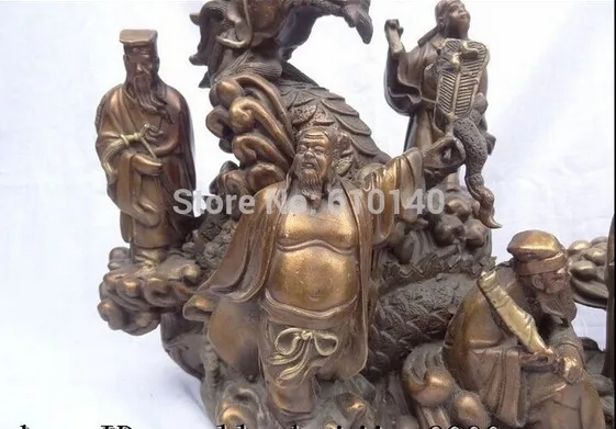 311 1" Китайский Бронзовый 8 God Ride Dragon GuoHai Betsien Gvaq Haij BaXian набор статуи