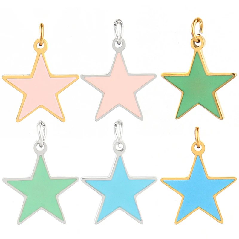 

5pcs Stainless Steel Star Charms Color Star Pendant Making For DIY Necklace Bracelet Earring Jewelry Accessories