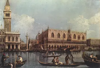 

8 Hand Painted Art Paintings by Teachers - View of the Bacino di San Marco St Marks Basin Canaletto Venice - Oil on Canvas
