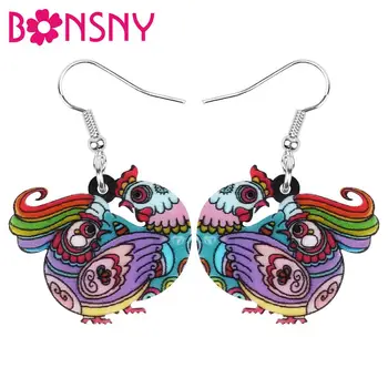 

Bonsny Acrylic Anime Floral cock Chicken Rooster Earrings Farm Animal Drop Dangle Jewelry For Women Girls Teens Decorations Gift