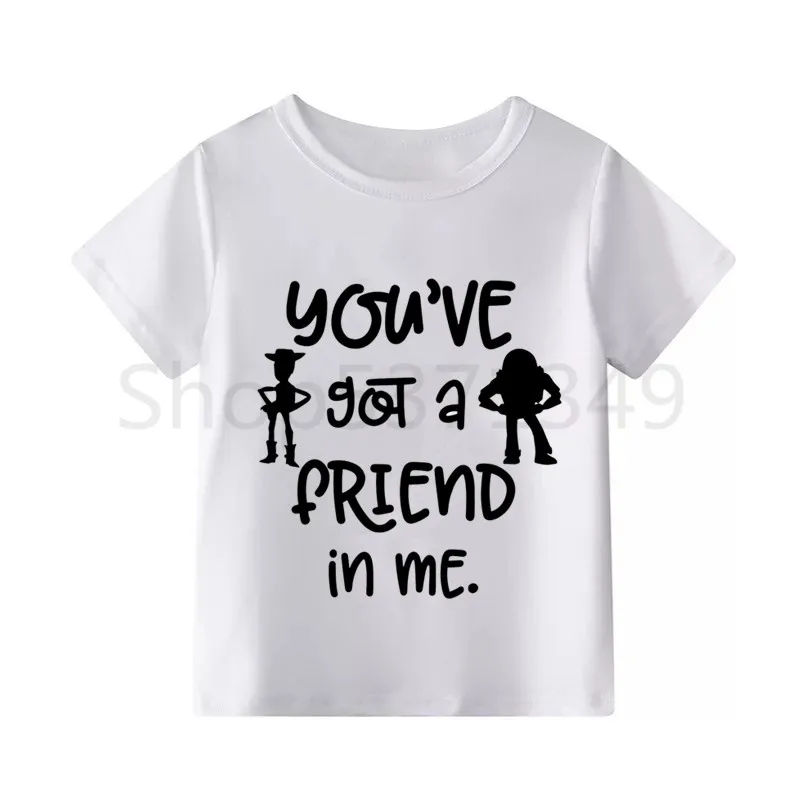 Toy Story/модная футболка с забавным принтом из мультфильма «You 've Got A Friend In Me» детские летние топы с круглым вырезом, футболки для мальчиков и девочек