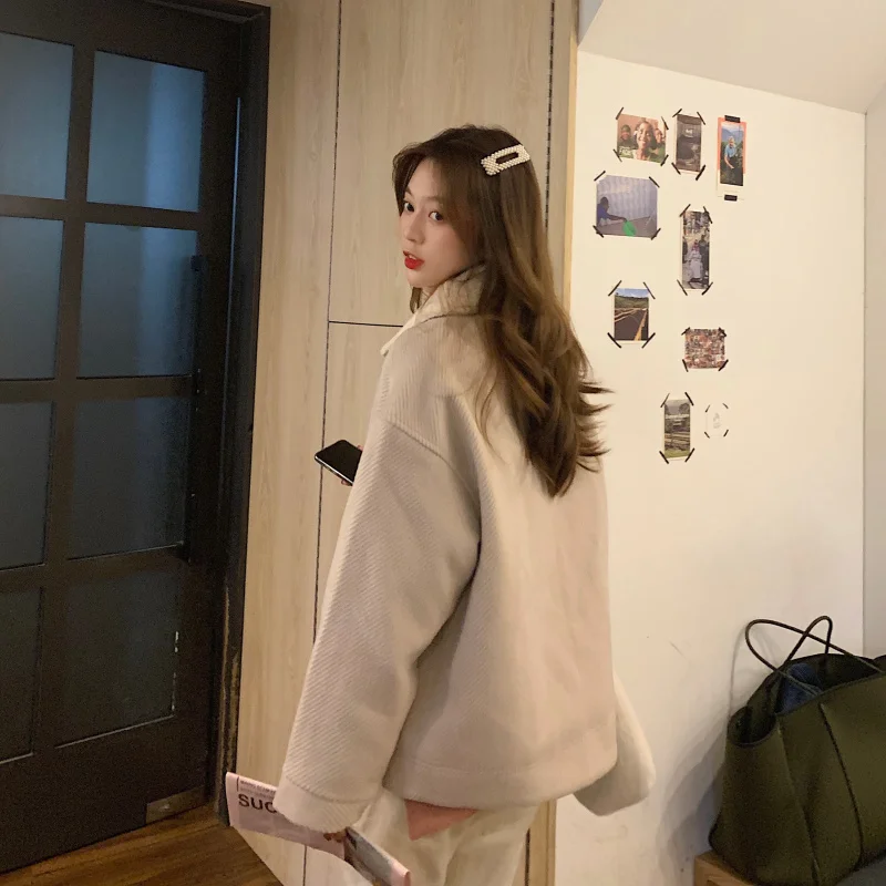 Женское шерстяное пальто для женщин осень зима новое пальто куртка с длинным рукавом повседневное короткое пальто