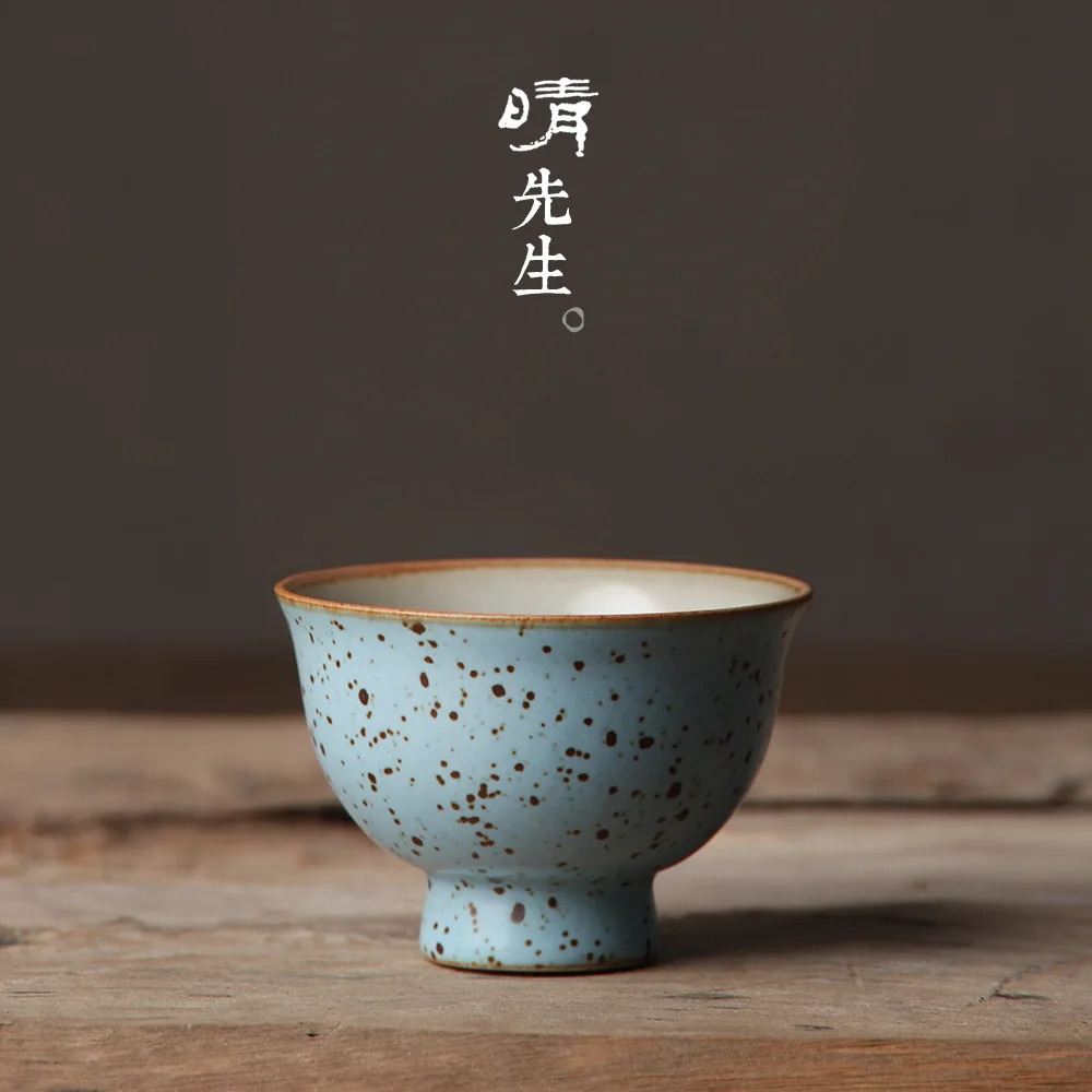 

Very Much Sir Ceramics High Foot Sip Tea Cup Golden Bell Cup Small Bell Cup Sky Blue Place Of Origin Kung Fu Tea Have