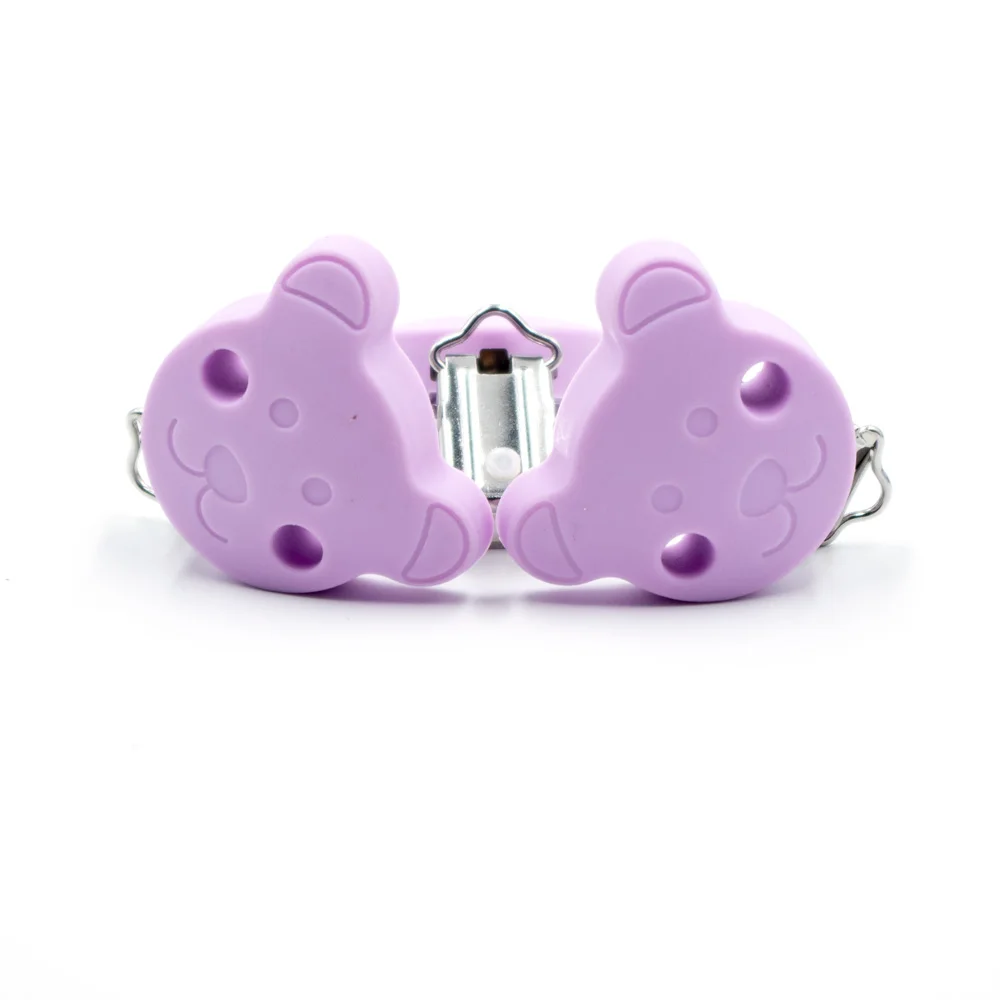 Lilac Bear GYLAXIDO 3 шт. Бабочка Медведь перле силиконовая соска-Подвеска детская пустышка Прорезыватель пустышка цепь из нержавеющей держатели сосок игрушка для кормления - Цвет: Lilac Bear