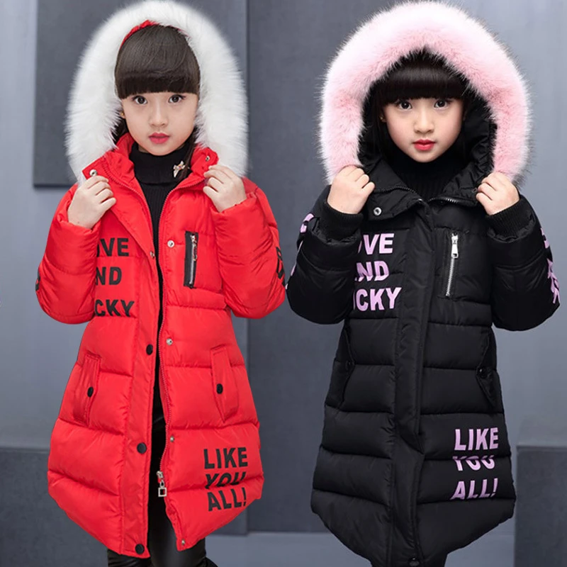para niñas de 3 a 12 años, chaquetas gruesas y cálidas de plumón, ropa acolchada de algodón, chaqueta de longitud media con letras la moda|Plumíferos y parkas| - AliExpress