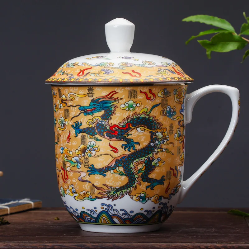 Jingdezhen чайная кружка 900 мл керамические кофейные кружки большой объем для воды чашки чая чашки Посуда для напитков чайный набор кунг-фу контейнер Декор - Цвет: A Style