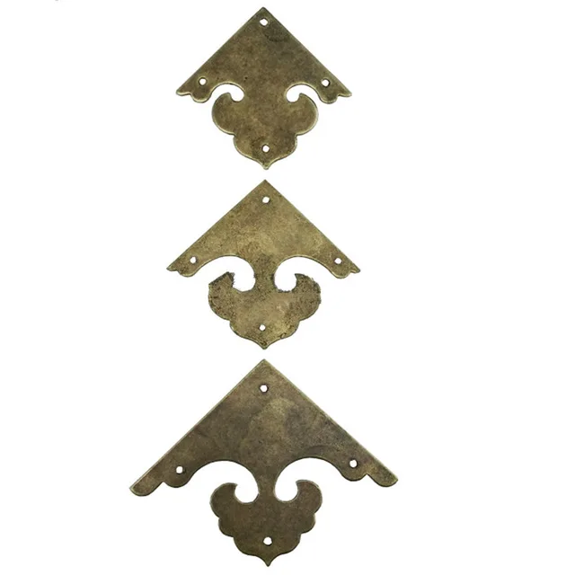6pcs Filigree Triangle Brass Coner Cabochon Ancient Bronze Tone Corner Flatback Metal Embellishments Scrapbooking Wooden Box |